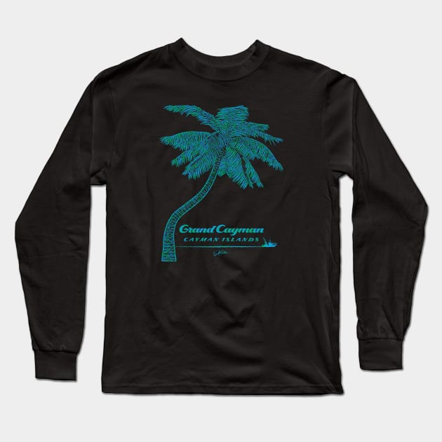 Grand Cayman, Cayman Islands, Palm Tree with Boat Long Sleeve T-Shirt by jcombs